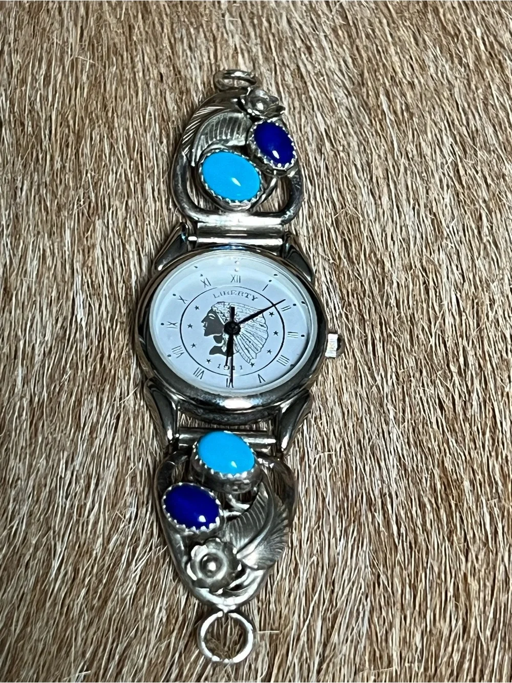 Vintage Sterling silver  women’s running beat Robert Becenti liberty watch